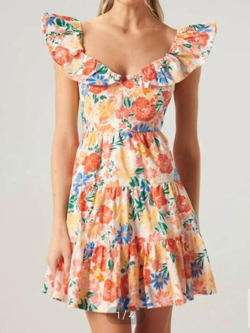 SUGARLips Saint Lucia Floral Sweetheart Ruffle Mini Dress